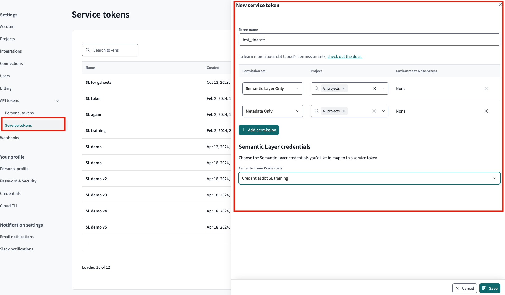 Create a new service token and map credentials directly on the separate 'Service tokens page'. Create a new service token and map credentials directly on the separate 'Service tokens page'.